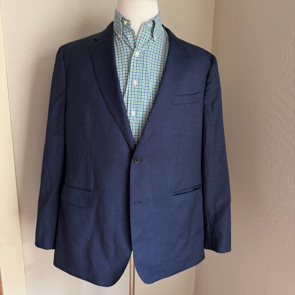 Banana Republic Jacket Men's Deep Blue Tailored Slim Fit Wool Blazer Size 48R